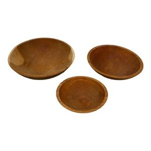 Pair Holland Bowl Mill Light Brown Wooden Kitchenware Off Round Serving Bowls